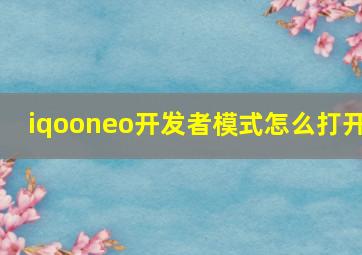 iqooneo开发者模式怎么打开