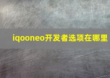 iqooneo开发者选项在哪里