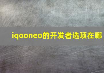 iqooneo的开发者选项在哪