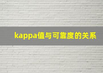 kappa值与可靠度的关系