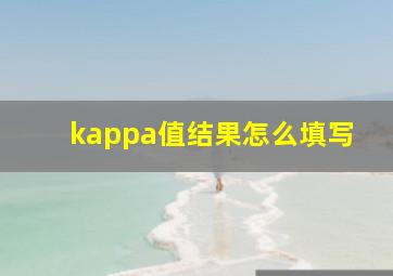 kappa值结果怎么填写