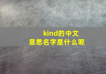 kind的中文意思名字是什么呢