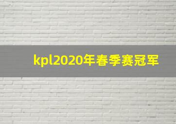 kpl2020年春季赛冠军