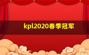 kpl2020春季冠军