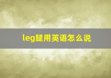 leg腿用英语怎么说