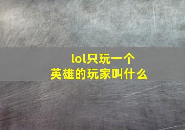 lol只玩一个英雄的玩家叫什么