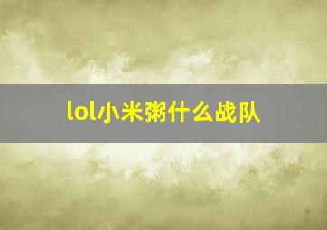 lol小米粥什么战队