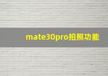 mate30pro拍照功能