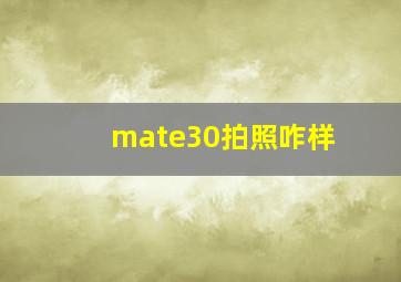 mate30拍照咋样