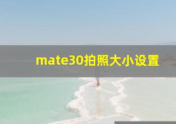 mate30拍照大小设置