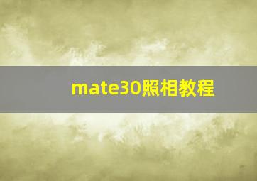 mate30照相教程