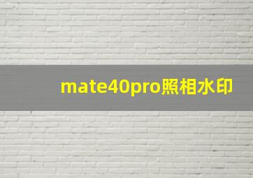 mate40pro照相水印