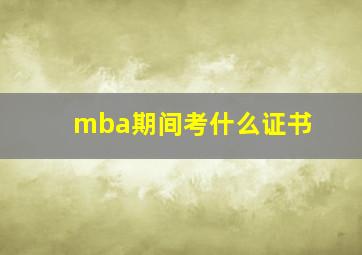 mba期间考什么证书