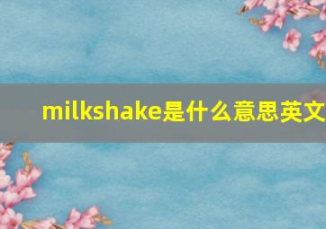 milkshake是什么意思英文