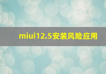 miui12.5安装风险应用