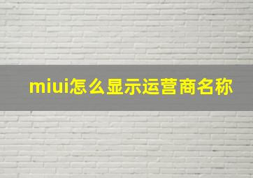 miui怎么显示运营商名称