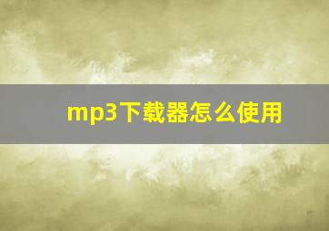 mp3下载器怎么使用