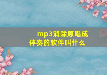 mp3消除原唱成伴奏的软件叫什么