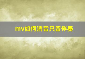 mv如何消音只留伴奏