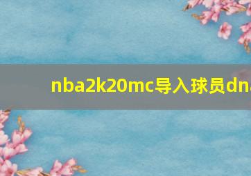 nba2k20mc导入球员dna