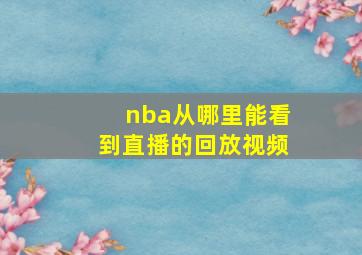 nba从哪里能看到直播的回放视频