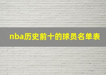 nba历史前十的球员名单表