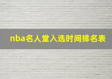 nba名人堂入选时间排名表