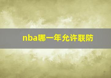 nba哪一年允许联防