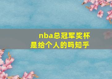 nba总冠军奖杯是给个人的吗知乎