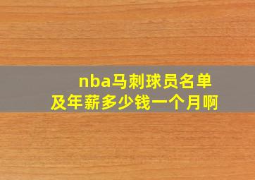 nba马刺球员名单及年薪多少钱一个月啊