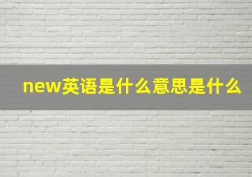 new英语是什么意思是什么