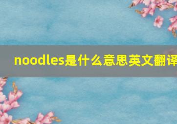 noodles是什么意思英文翻译