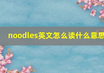 noodles英文怎么读什么意思