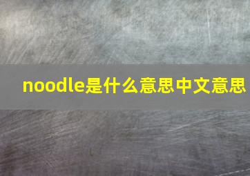 noodle是什么意思中文意思