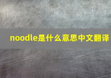 noodle是什么意思中文翻译