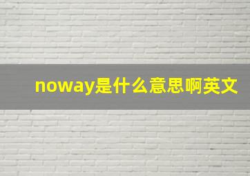 noway是什么意思啊英文