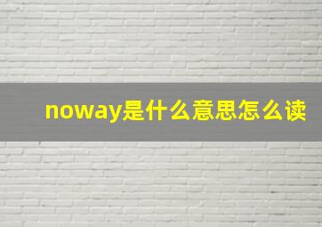 noway是什么意思怎么读