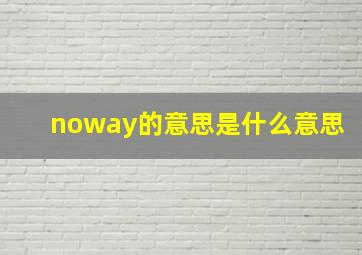 noway的意思是什么意思