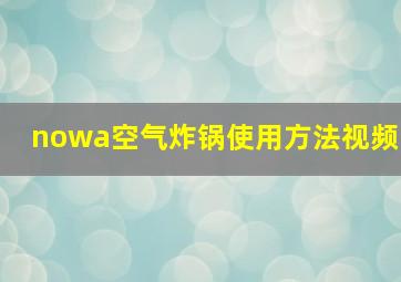 nowa空气炸锅使用方法视频