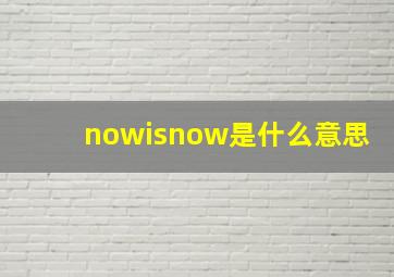 nowisnow是什么意思