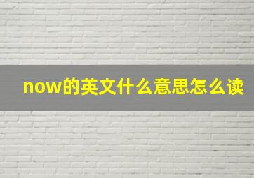 now的英文什么意思怎么读