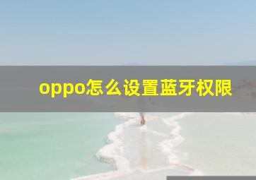 oppo怎么设置蓝牙权限