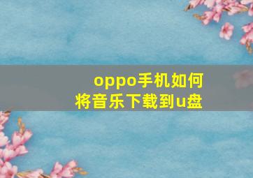 oppo手机如何将音乐下载到u盘