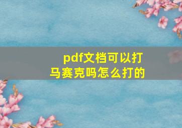 pdf文档可以打马赛克吗怎么打的