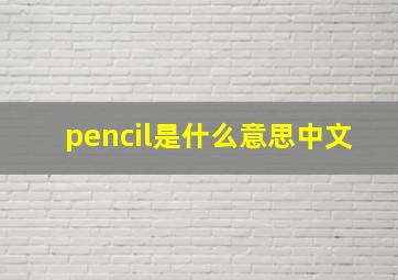 pencil是什么意思中文