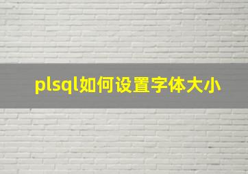 plsql如何设置字体大小