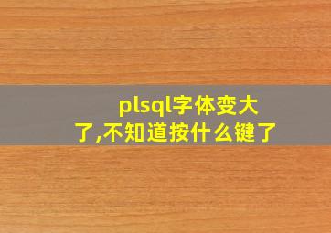 plsql字体变大了,不知道按什么键了