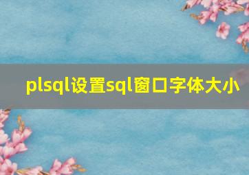 plsql设置sql窗口字体大小