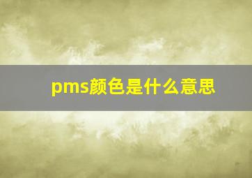 pms颜色是什么意思