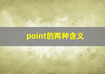 point的两种含义